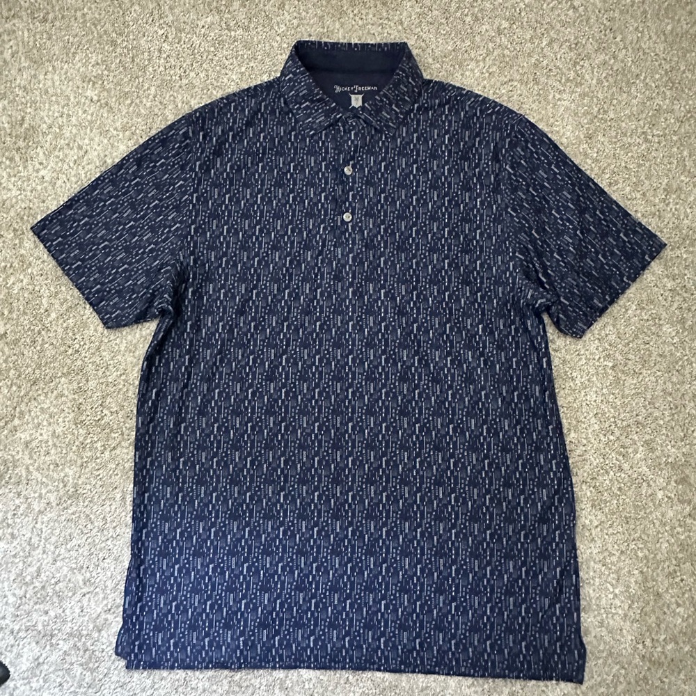 Hickey Freeman Polo Golf Shirt Navy Size M